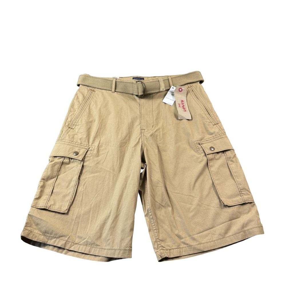 Levis Brown Snap Cotton Belted Cargo Short Mens 32 NWT 135810011